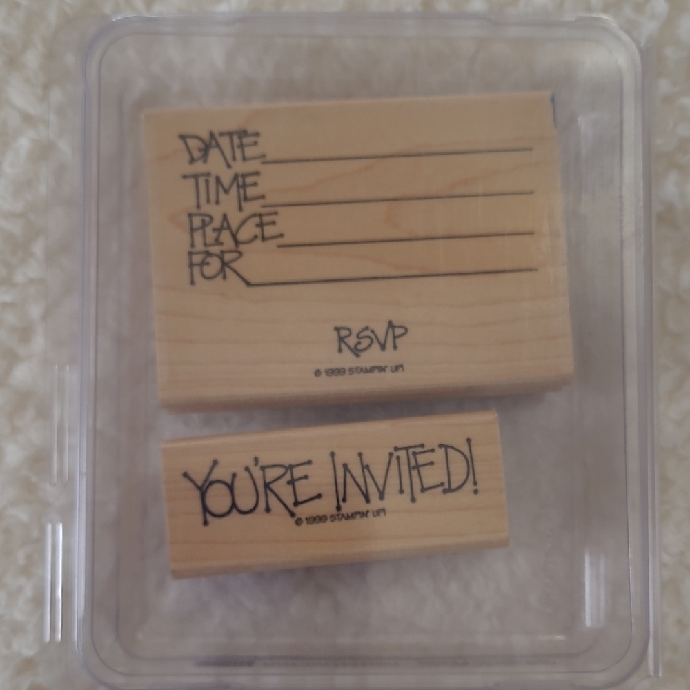 Stampin' Up! 1999 Retired Dot Invitation Stamp Set Wood 2 Pc